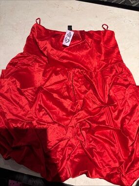 Torrid 26 Satin Red Slip Dress with Rhinestone Detail